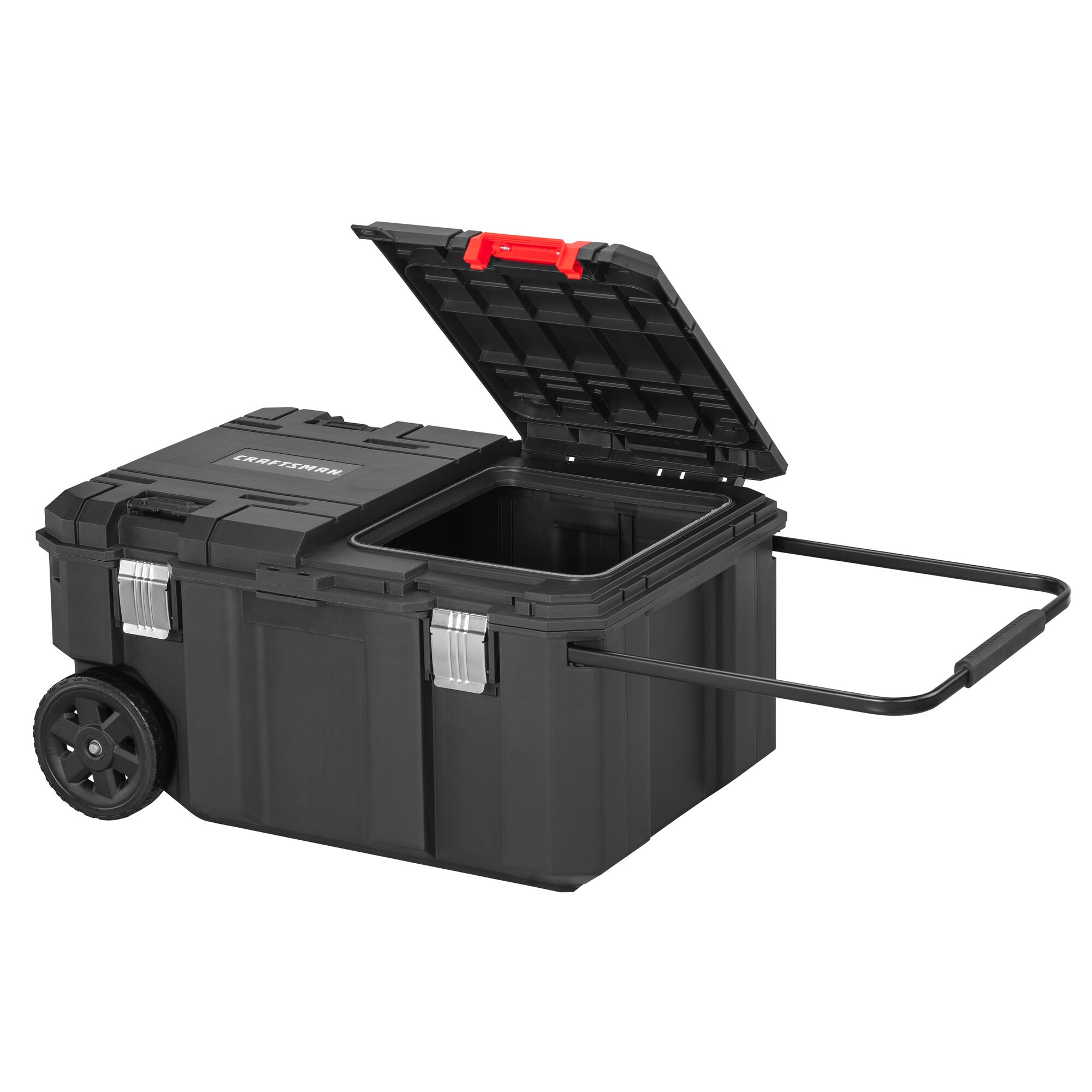 Caja de herramientas rodante Craftsmán Versastack de polipropileno negro de 30.4 pulgadas de ancho x 15.4 pulgadas de alto x 22 pulgadas de profundidad CMST17870