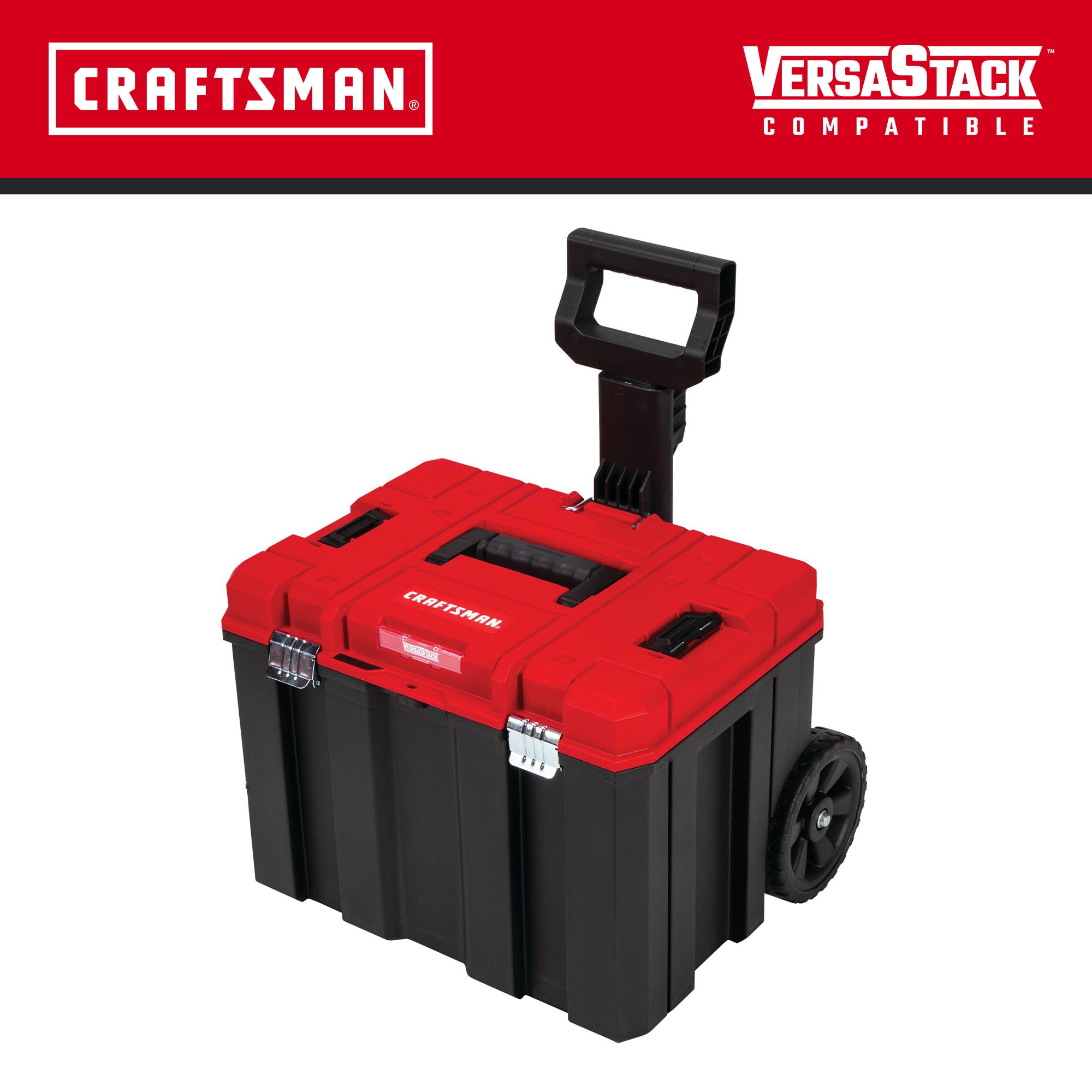 CRAFTSMAN VERSASTACK Caja de herramientas rodante de plástico rojo de 20 pulgadas de ancho por 39.0 pulgadas de alto por 17.0 pulgadas de profundidad CMST17835