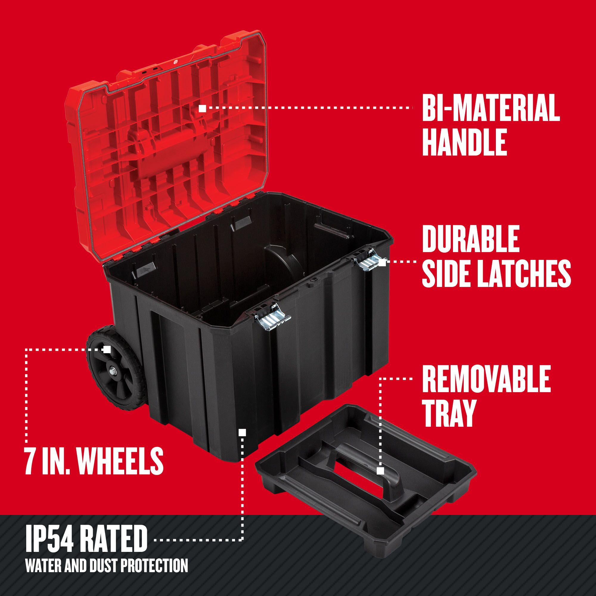 CRAFTSMAN VERSASTACK Caja de herramientas rodante de plástico rojo de 20 pulgadas de ancho por 39.0 pulgadas de alto por 17.0 pulgadas de profundidad CMST17835
