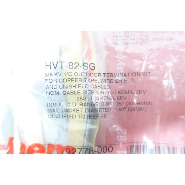 Kit de terminación exterior Raychem 5/8 KV 1/C 0.80-1.25IN Kit de empalme de cable y tubo retráctil - HVT-82-SG