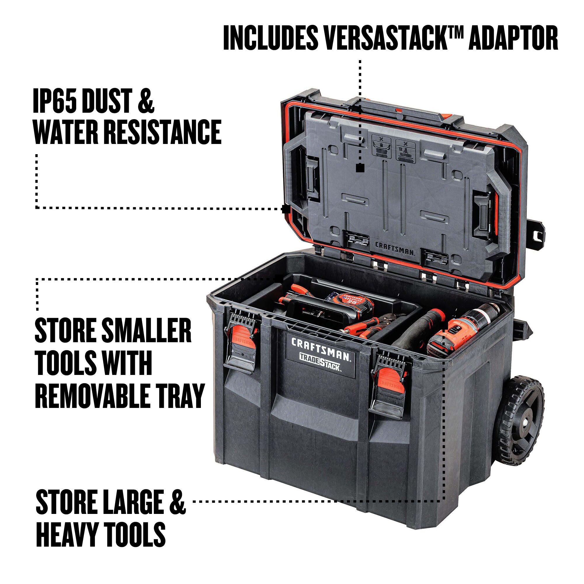 Caja de herramientas rodante de espuma estructural negra CRAFTSMAN TRADESTACK de 22.5 pulgadas de ancho x 23.625 pulgadas de alto x 18 pulgadas de profundidad CMST21445