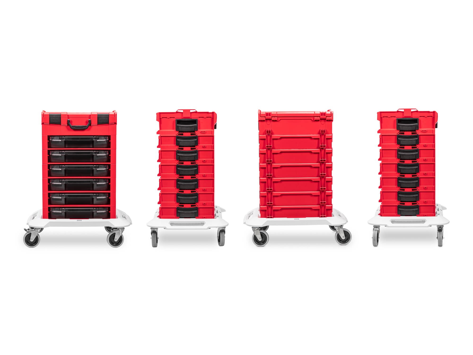Caja de herramientas portátil rodante de plástico rojo con 6 cajones TEKTON L-Boxx de 25.9 pulgadas de ancho x 32.1 pulgadas de alto x 19.4 pulgadas de profundidad