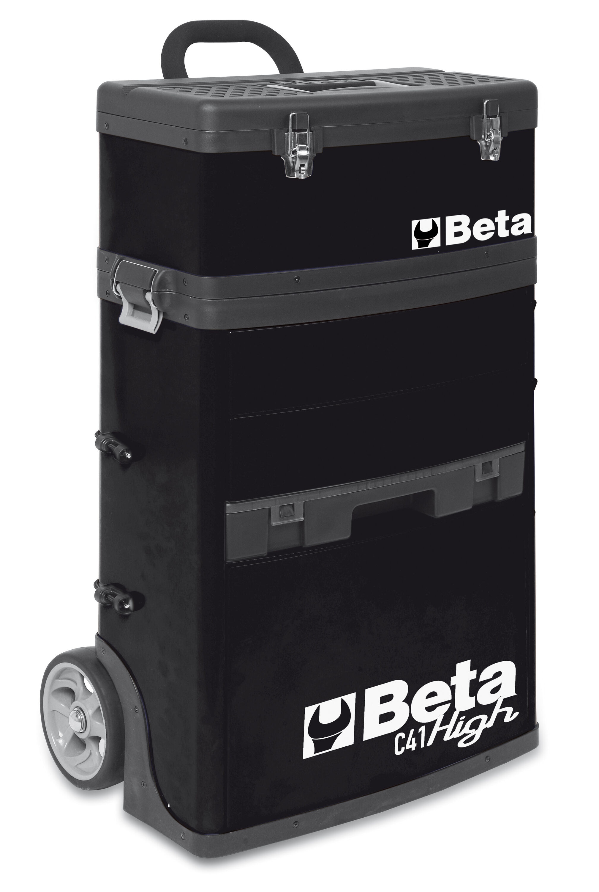 Caja de herramientas rodante de metal negro con 3 cajones, medidas 19.49 pulgadas de ancho x 36.22 pulgadas de alto x 13.19 pulgadas de profundidad Beta C41H 041000005