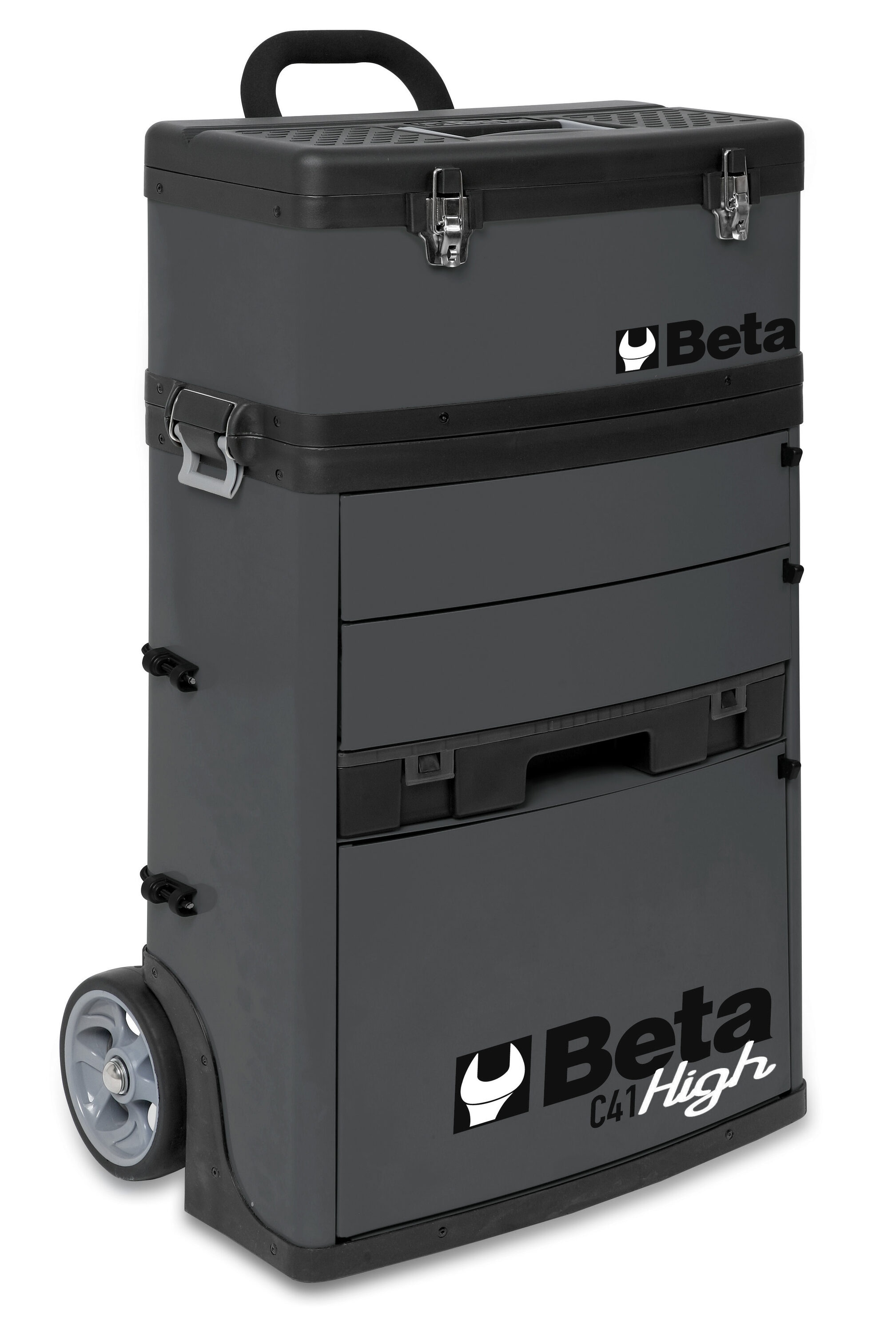 Caja de herramientas de metal gris con ruedas y 3 cajones Beta C41H de 19.49 pulgadas de ancho x 36.22 pulgadas de alto x 13.19 pulgadas de profundidad