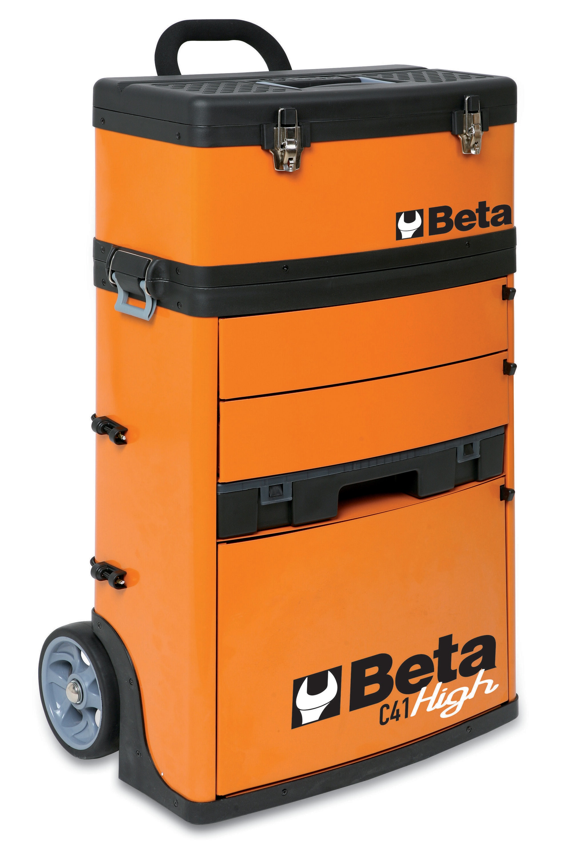 Caja de herramientas rodante de metal naranja con 3 cajones, tamaño 19.49 pulgadas de ancho x 36.22 pulgadas de alto x 13.19 pulgadas de profundidad Beta C41H