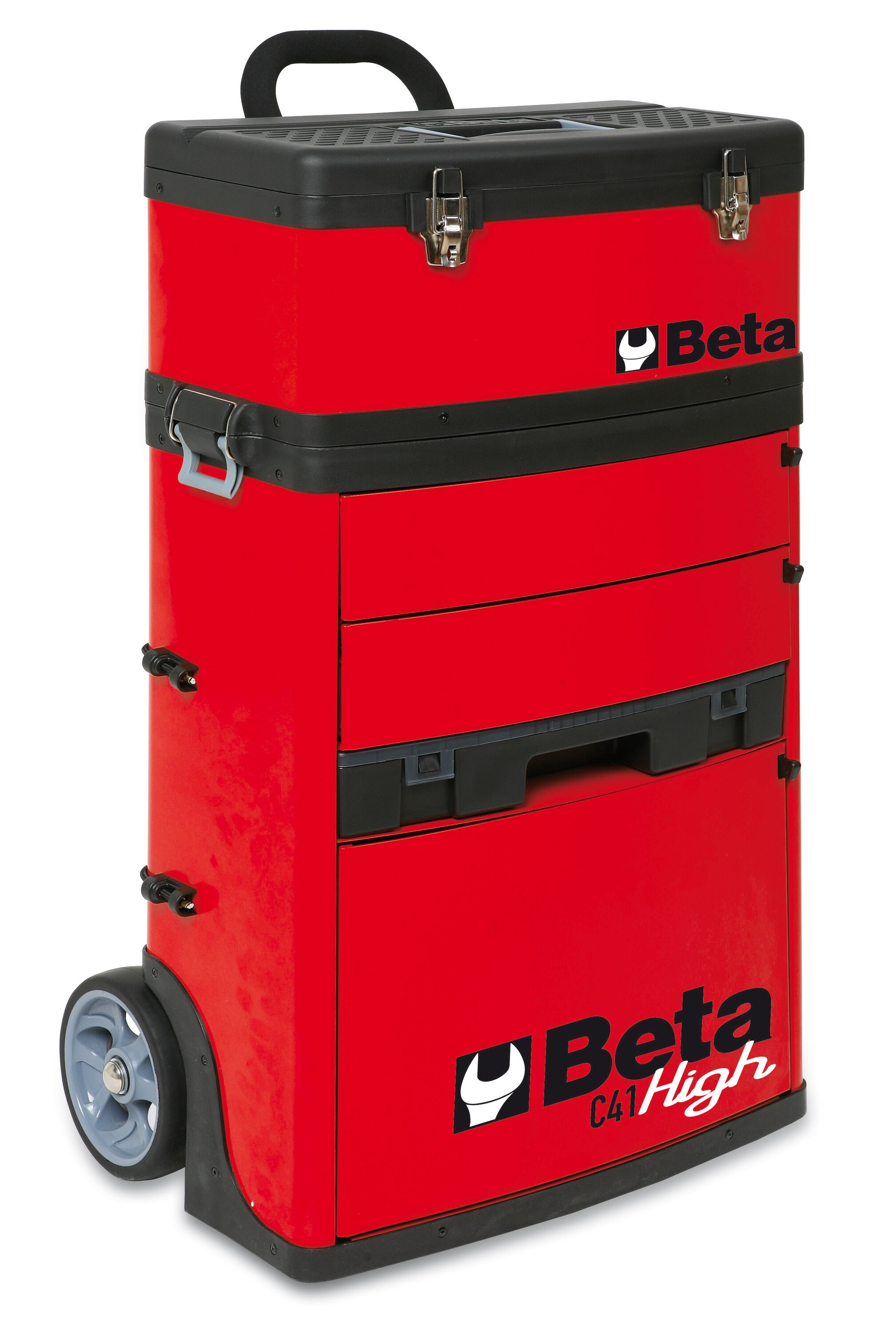 Caja de herramientas rodante de metal rojo de 3 cajones Beta C41H de 19.49 pulgadas de ancho x 36.22 pulgadas de alto x 13.19 pulgadas de profundidad 041000008