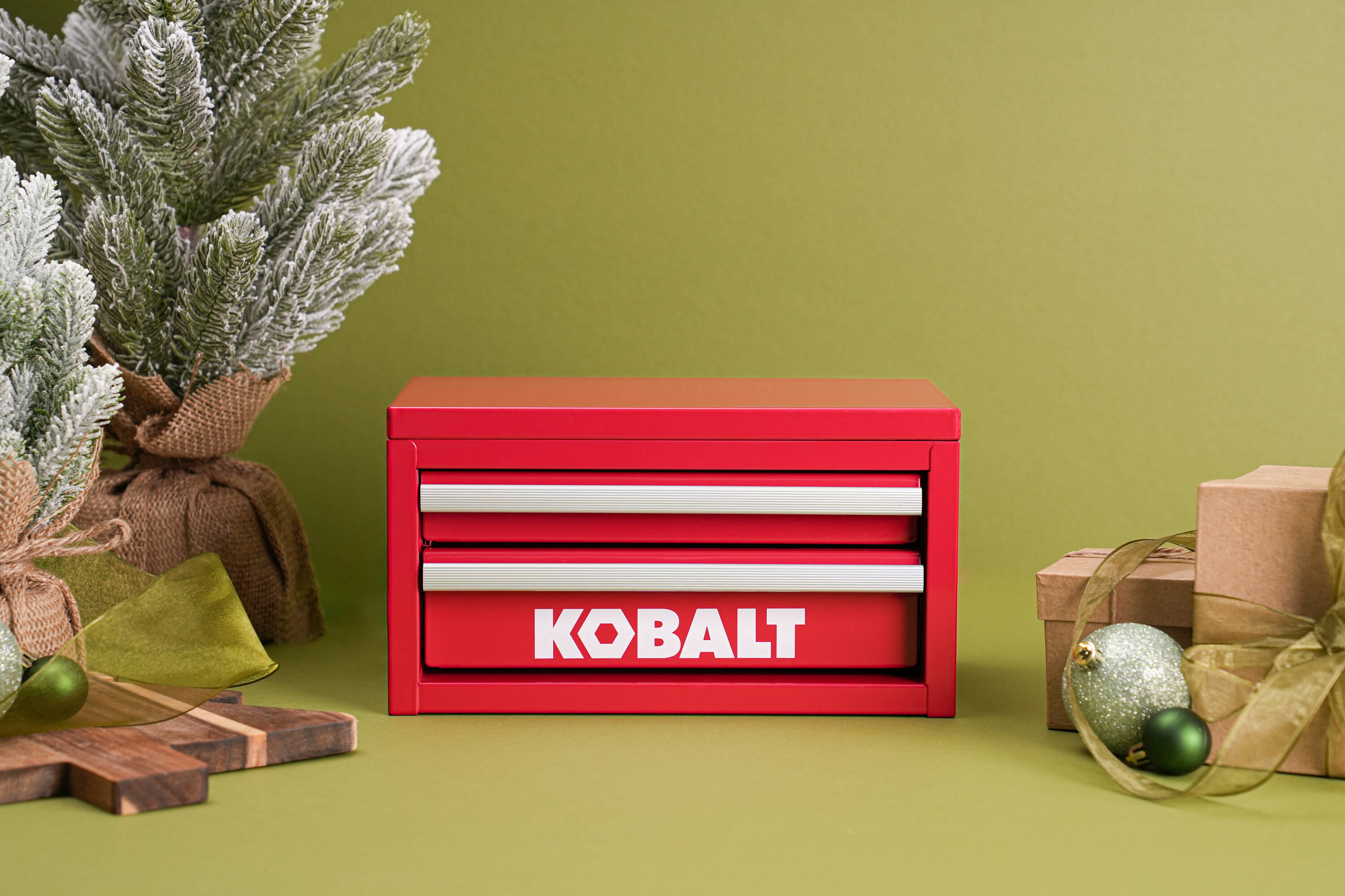 Caja de herramientas portátil mini Kobalt 10.83 pulgadas de ancho x 5.91 pulgadas de alto x 5.91 pulgadas de profundidad con 2 cajones, color rojo de acero 54419