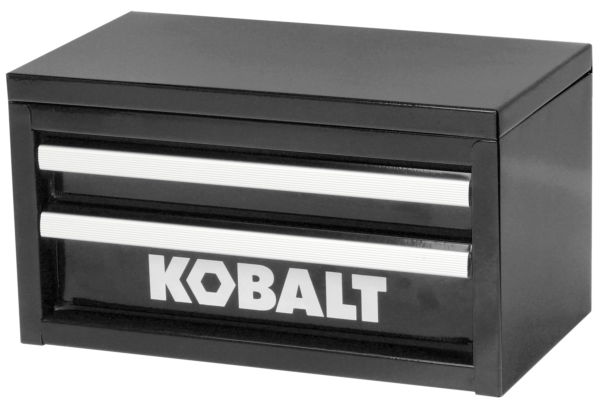 Caja de herramientas portátil mini Kobalt 10.83 pulgadas de ancho x 5.91 pulgadas de alto x 5.91 pulgadas de profundidad, 2 cajones, caja de herramientas de acero negro 54195