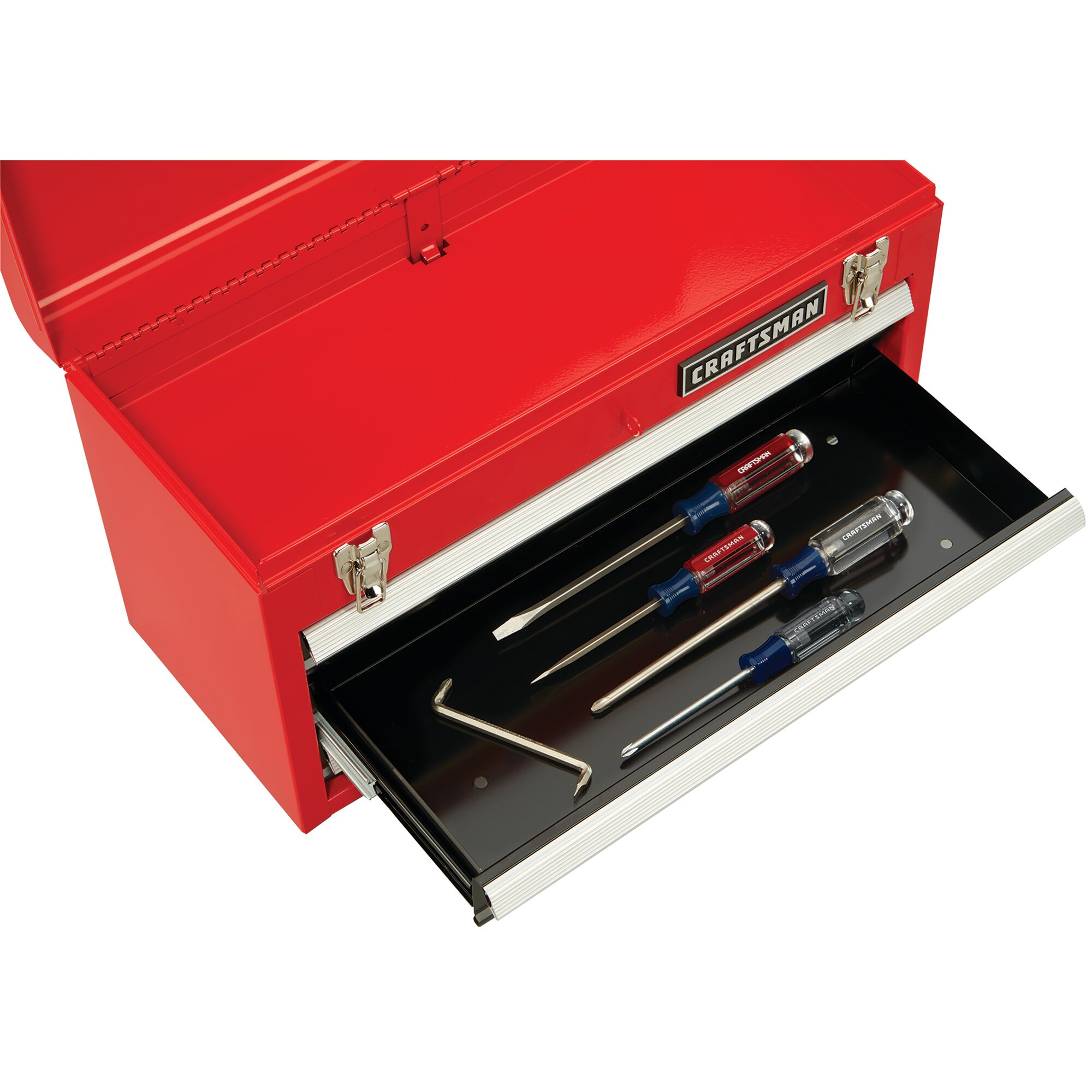 Caja de herramientas de acero rojo portátil CRAFTSMAN de 20.5 pulgadas de ancho x 12 pulgadas de alto x 8.5 pulgadas de profundidad con 3 cajones CMST98245RB