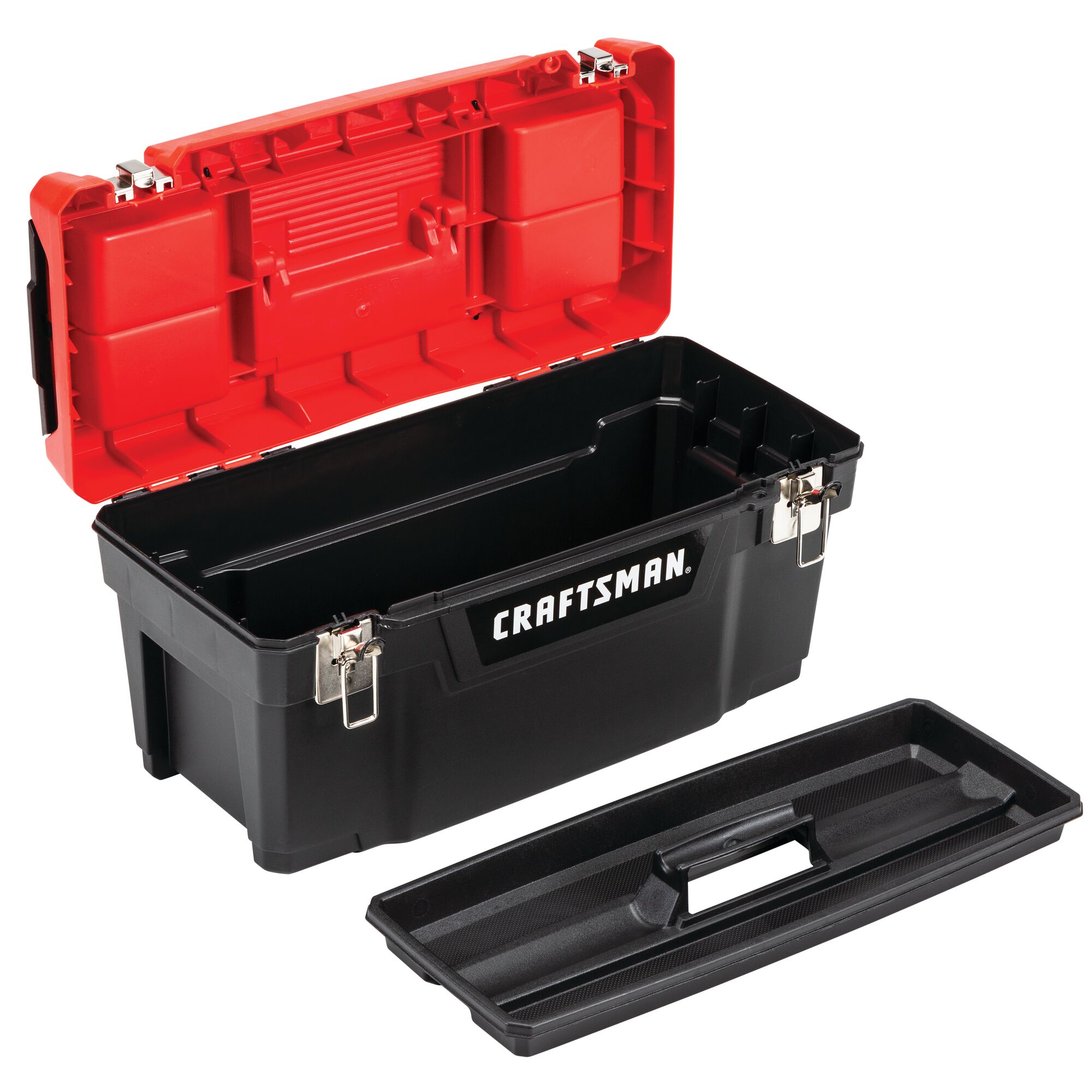 Caja de herramientas de plástico negro CRAFTSMAN 19.27 pulgadas de ancho x 9.75 pulgadas de alto x 9.8 pulgadas de profundidad CMST20901