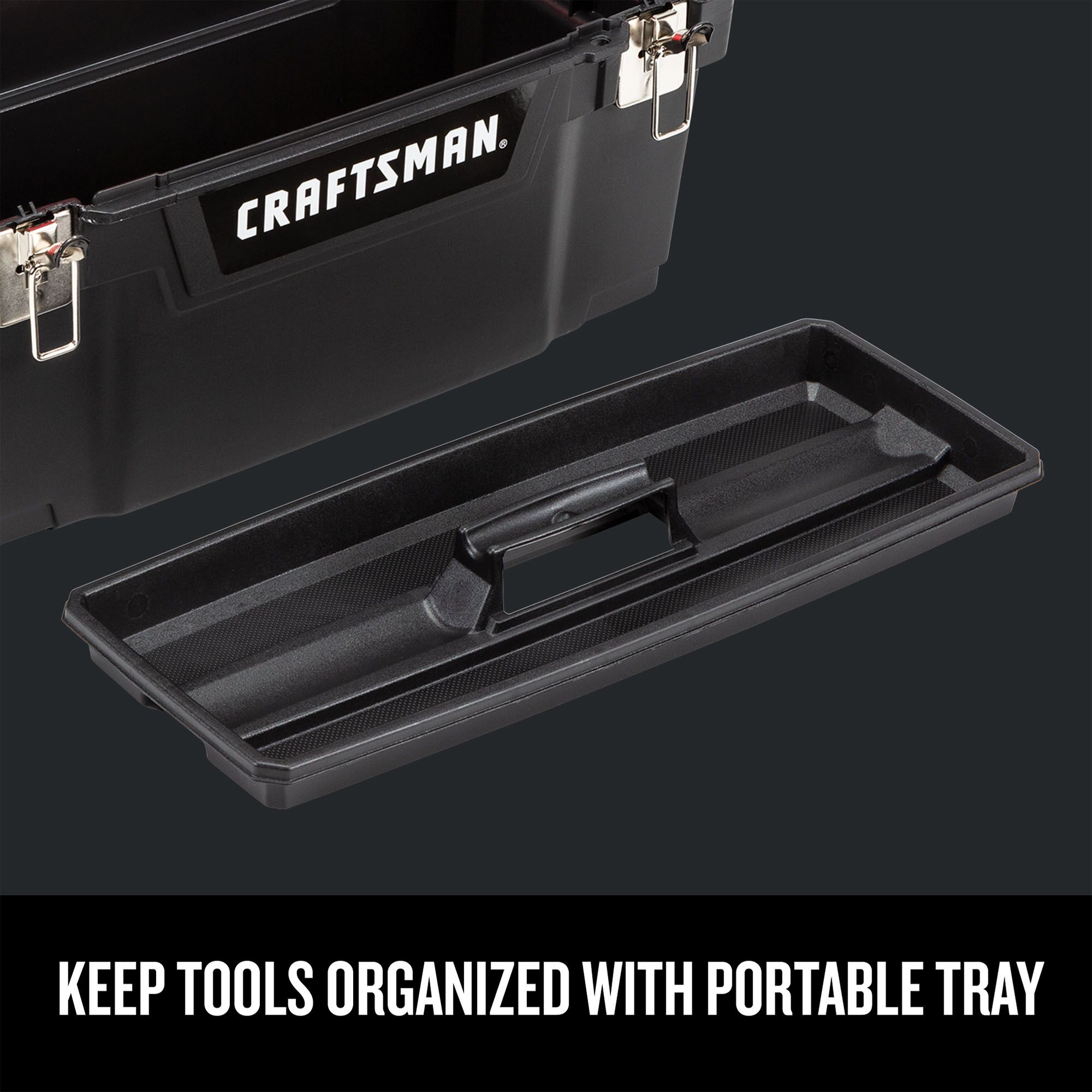Caja de herramientas de plástico negro CRAFTSMAN 19.27 pulgadas de ancho x 9.75 pulgadas de alto x 9.8 pulgadas de profundidad CMST20901