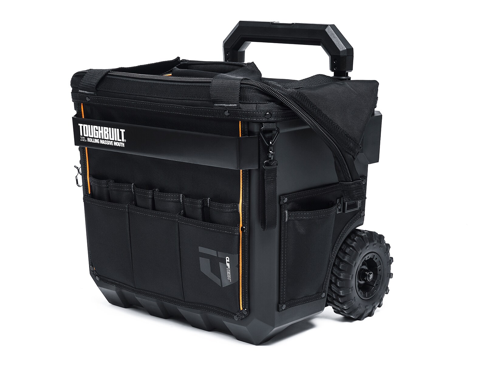 Bolsa de herramientas rodante con cremallera TOUGHBUILT Massive Mouth Hard Bottom XL de poliéster negro de 18 pulgadas de ancho x 14.5 pulgadas de profundidad x 19.5 pulgadas de largo TBL-CT-61-18