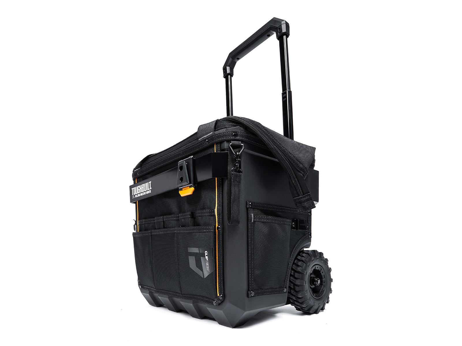 Bolsa de herramientas rodante con cremallera TOUGHBUILT Massive Mouth Hard Bottom XL de poliéster negro de 18 pulgadas de ancho x 14.5 pulgadas de profundidad x 19.5 pulgadas de largo TBL-CT-61-18