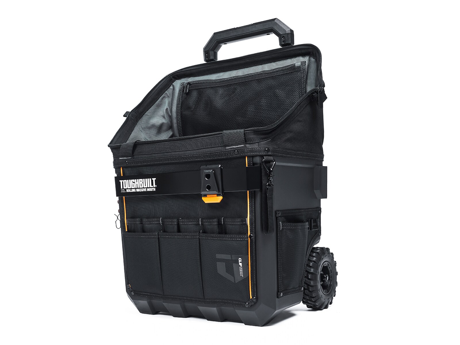 Bolsa de herramientas rodante con cremallera TOUGHBUILT Massive Mouth Hard Bottom XL de poliéster negro de 18 pulgadas de ancho x 14.5 pulgadas de profundidad x 19.5 pulgadas de largo TBL-CT-61-18