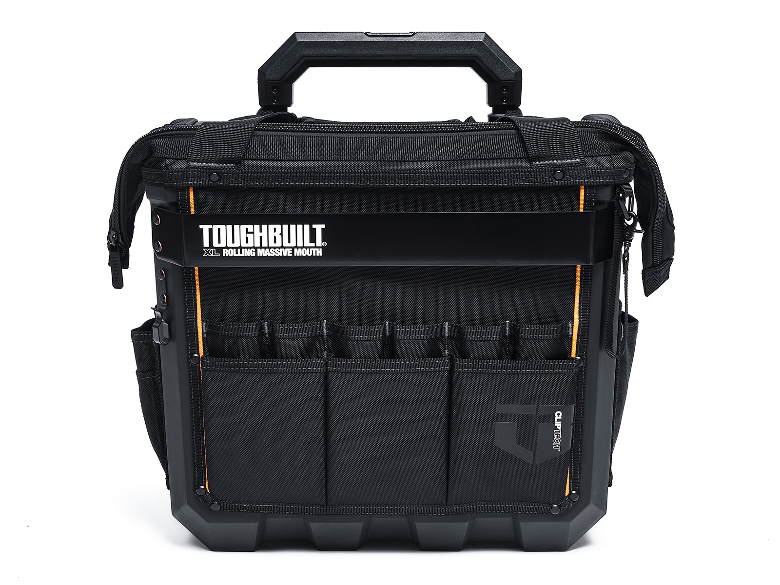 Bolsa de herramientas rodante con cremallera TOUGHBUILT Massive Mouth Hard Bottom XL de poliéster negro de 18 pulgadas de ancho x 14.5 pulgadas de profundidad x 19.5 pulgadas de largo TBL-CT-61-18