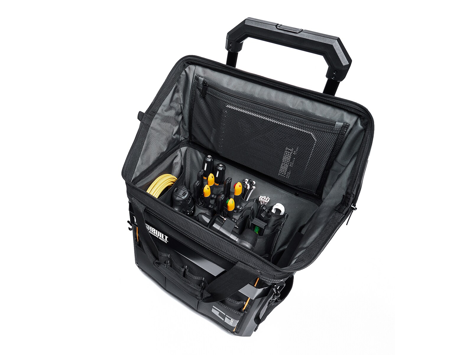 Bolsa de herramientas rodante con cremallera TOUGHBUILT Massive Mouth Hard Bottom XL de poliéster negro de 18 pulgadas de ancho x 14.5 pulgadas de profundidad x 19.5 pulgadas de largo TBL-CT-61-18