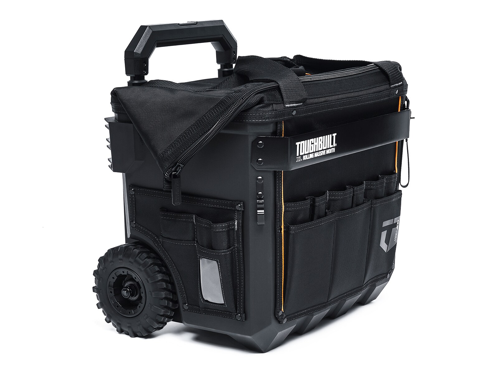 Bolsa de herramientas rodante con cremallera TOUGHBUILT Massive Mouth Hard Bottom XL de poliéster negro de 18 pulgadas de ancho x 14.5 pulgadas de profundidad x 19.5 pulgadas de largo TBL-CT-61-18