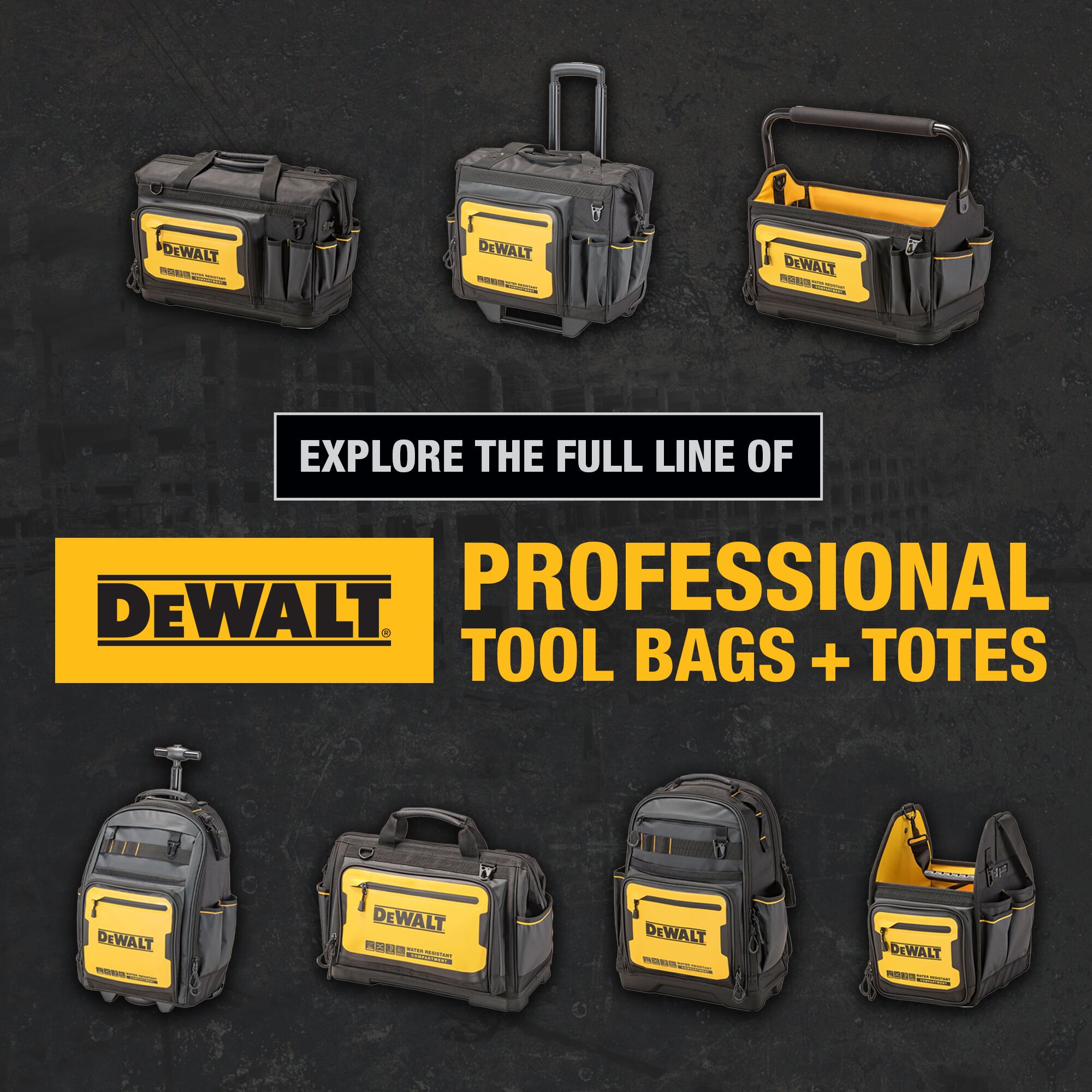 Rollo de herramientas con ruedas con cierre, DEWALT negro y amarillo de poliéster 12.125 pulgadas de ancho x 18.25 pulgadas de profundidad x 19.25 pulgadas de largo DWST560107