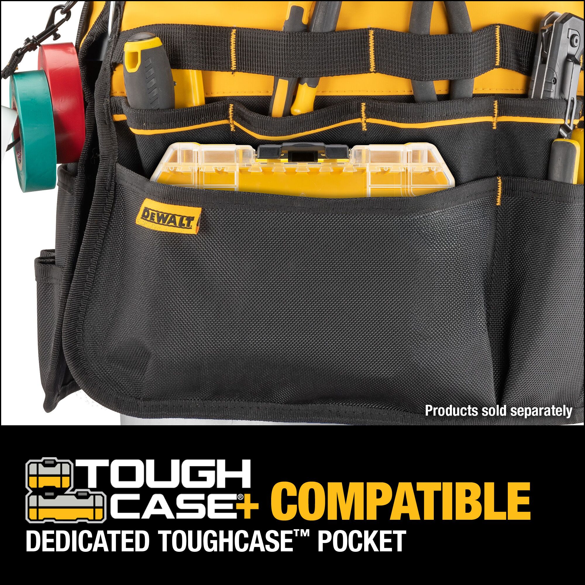 Organizador de cubeta de 5 galones DEWALT en nylon balístico negro-amarillo de 2 pulgadas de ancho x 19.625 pulgadas de profundidad x 19.75 pulgadas de largo DWST560109