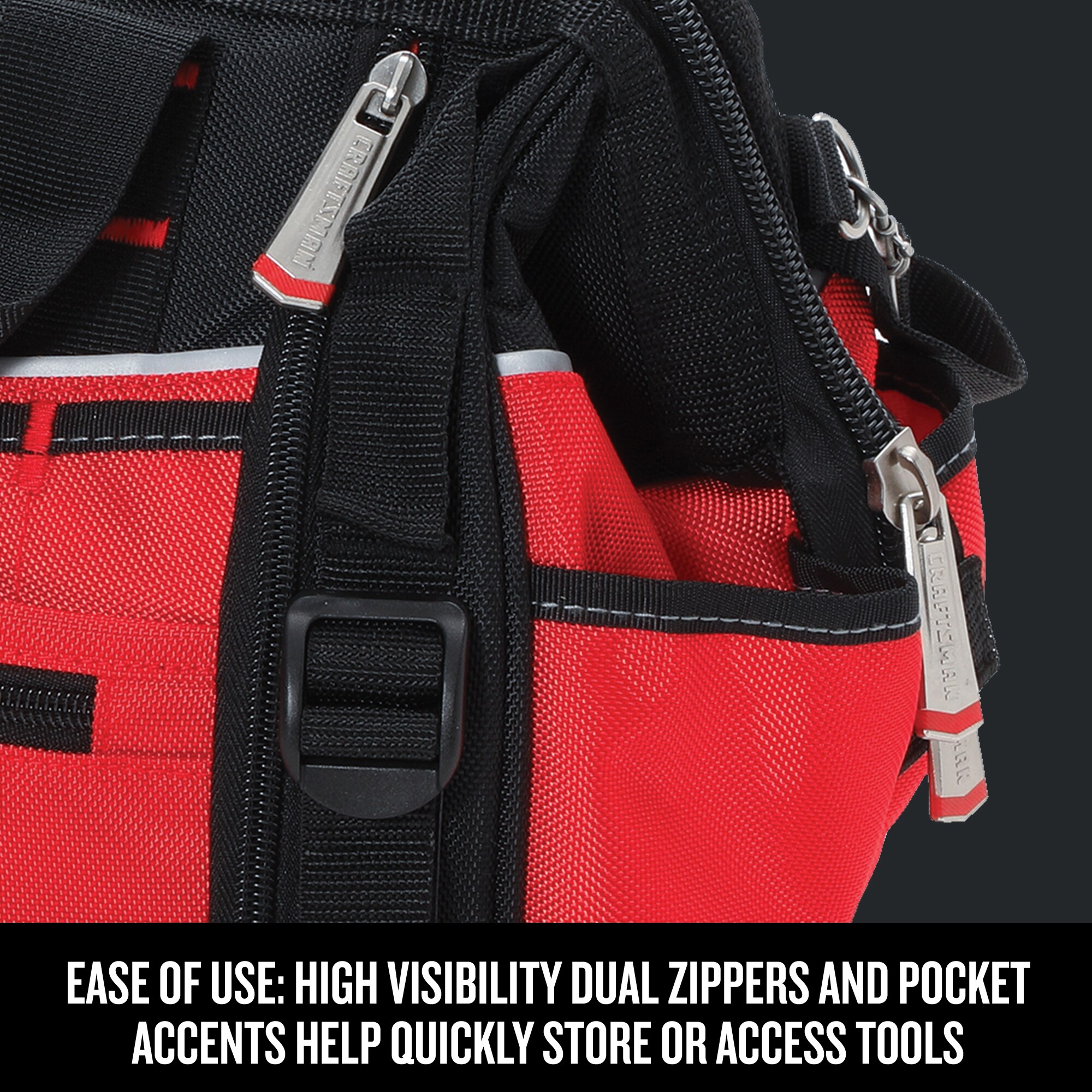 Bolsa para herramientas con cremallera CRAFTSMAN VERSASTACK roja/negra de poliéster 17 pulgadas de ancho x 8.5 pulgadas de profundidad x 13 pulgadas de largo CMST17622