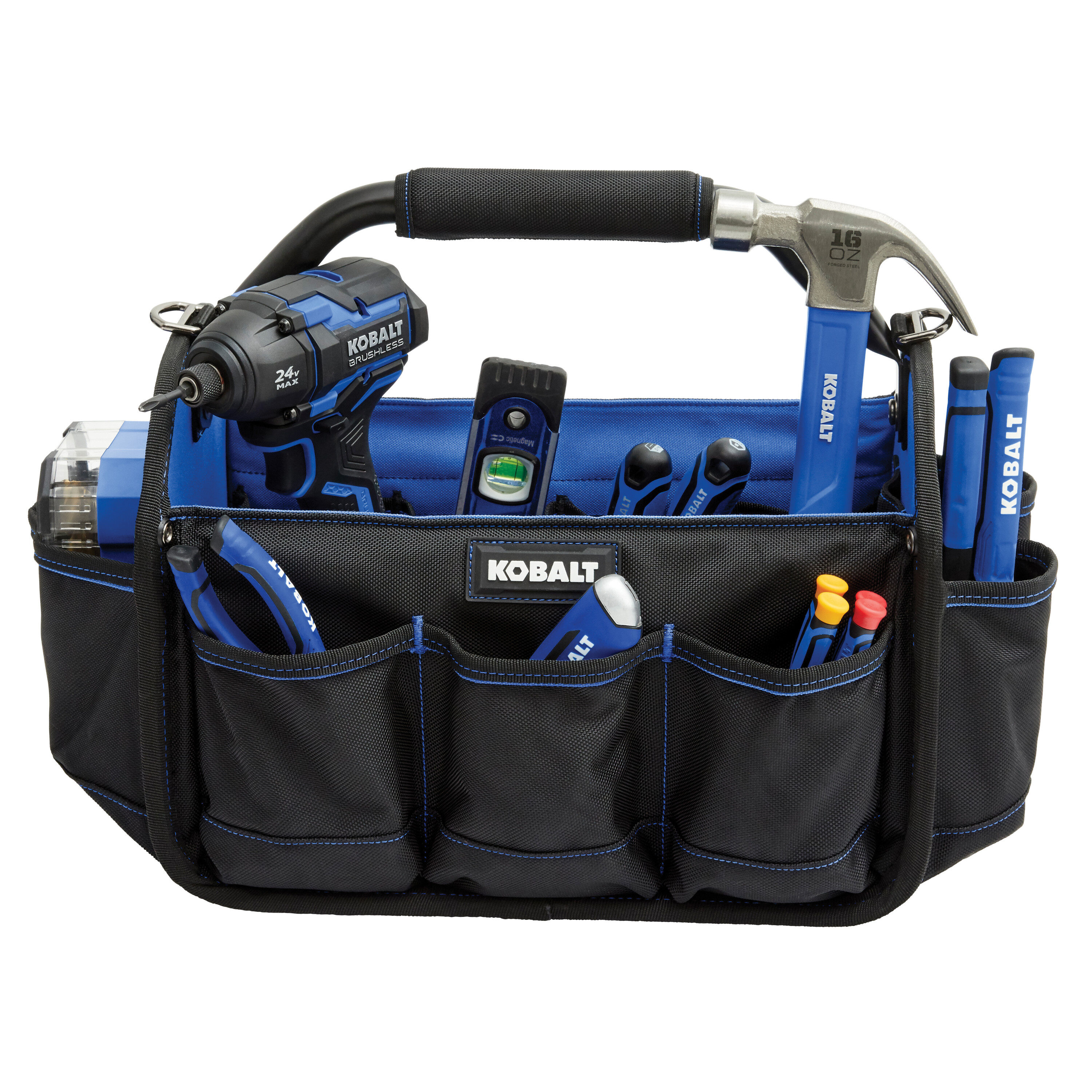 Bolso para herramientas Kobalt azul de poliéster de 15 pulgadas de ancho x 9 pulgadas de profundidad x 10 pulgadas de largo KB-83G-15