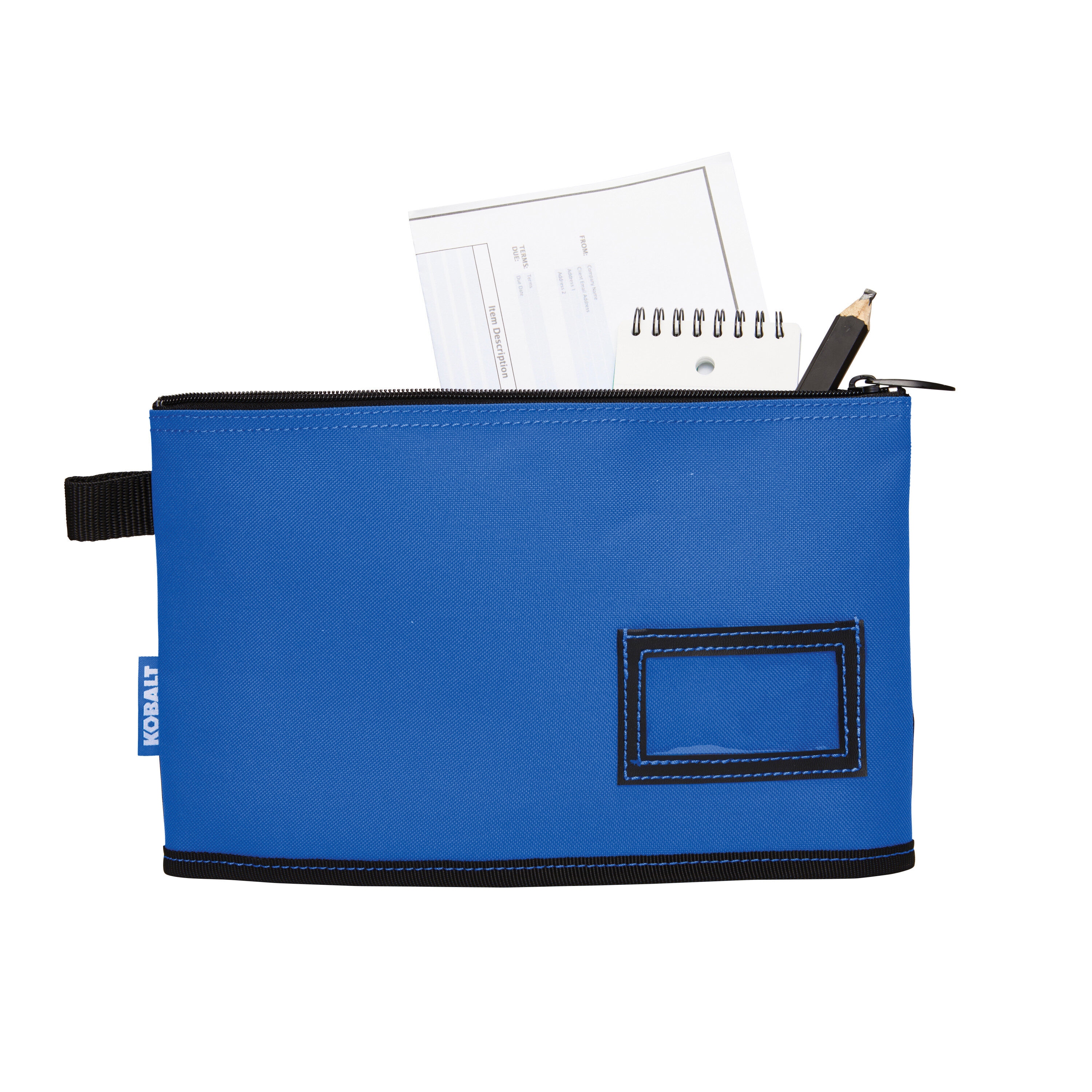 Bolsa de documentos con cremallera de poliéster azul Kobalt de 12 pulgadas de ancho x 0.25 pulgadas de profundidad x 7.25 pulgadas de largo KB-10