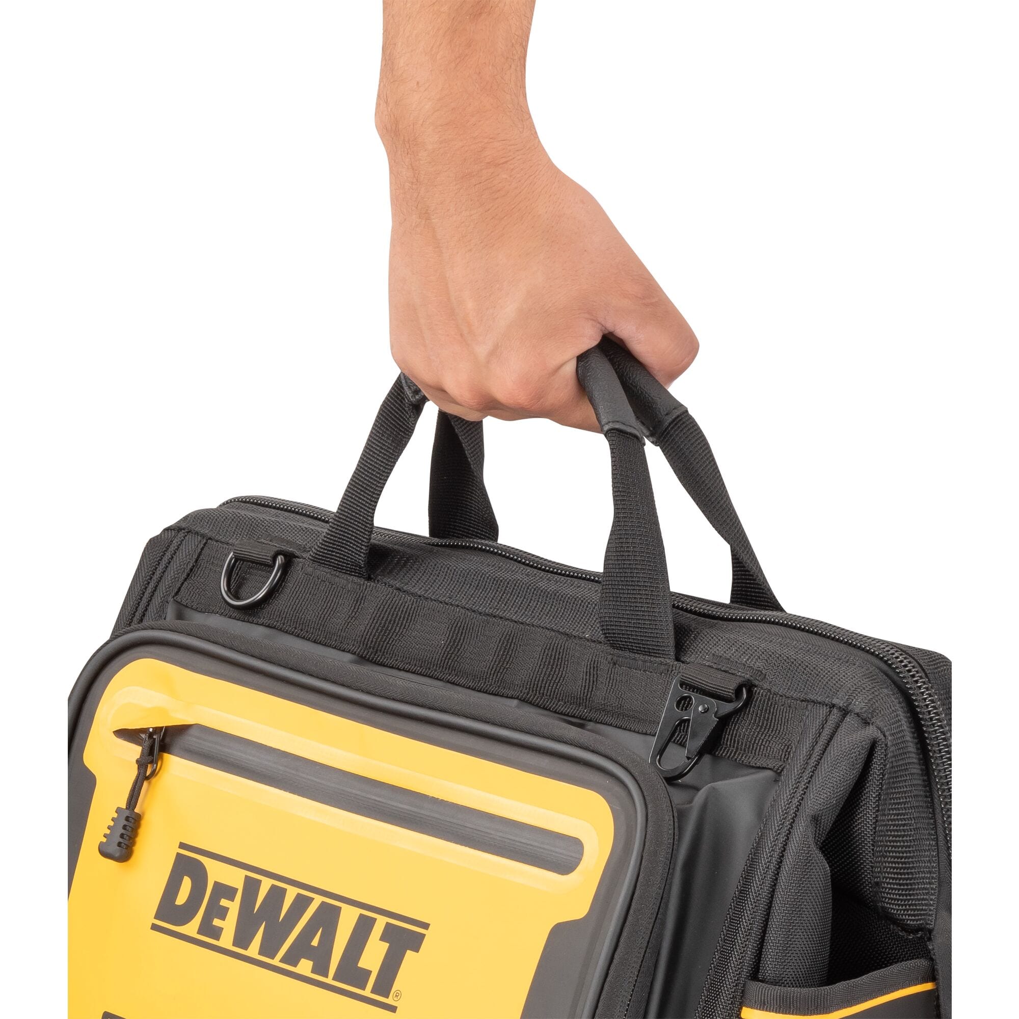 Bolso para herramientas con cierre DEWALT de nylon balístico negro/amarillo 11 pulgadas de ancho x 11.75 pulgadas de profundidad x 16.125 pulgadas de largo DWST560103