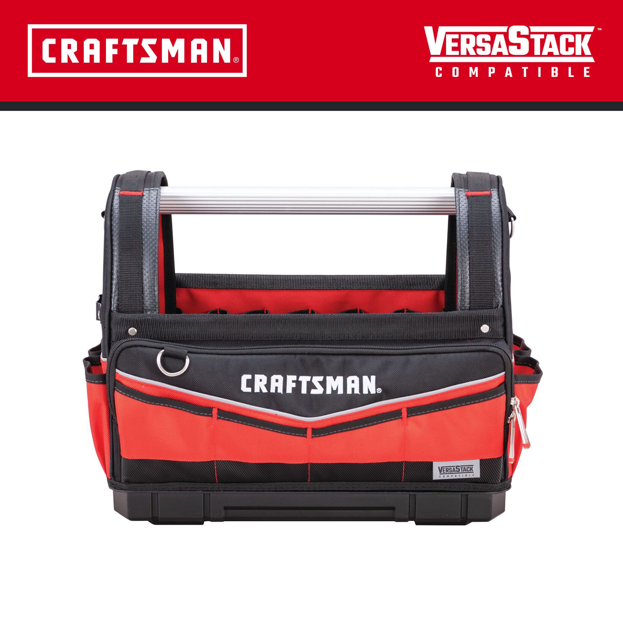 Bolso de herramientas CRAFTSMAN VERSASTACK rojo y negro de poliéster de 17 pulgadas de ancho x 8.5 pulgadas de profundidad x 13 pulgadas de largo CMST17621