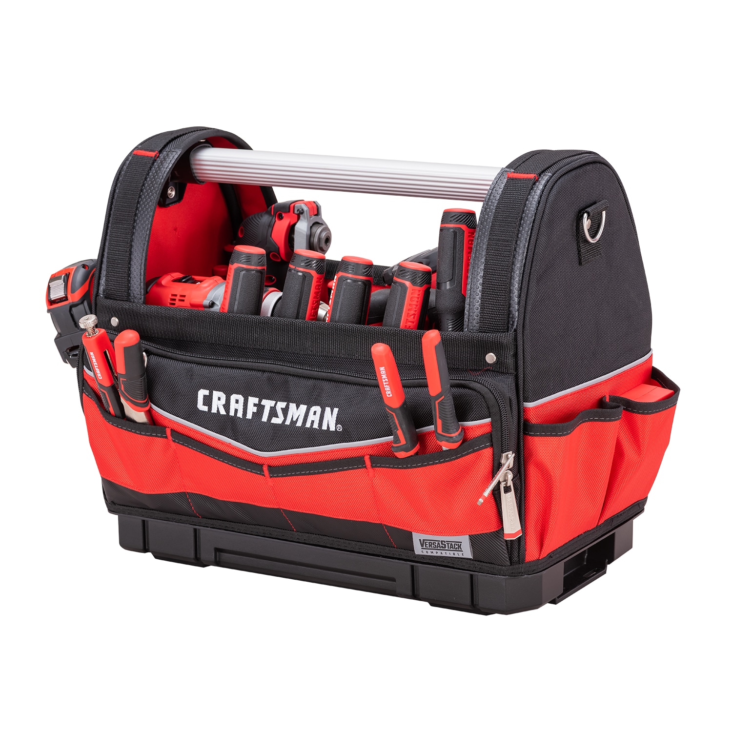 Bolso de herramientas CRAFTSMAN VERSASTACK rojo y negro de poliéster de 17 pulgadas de ancho x 8.5 pulgadas de profundidad x 13 pulgadas de largo CMST17621