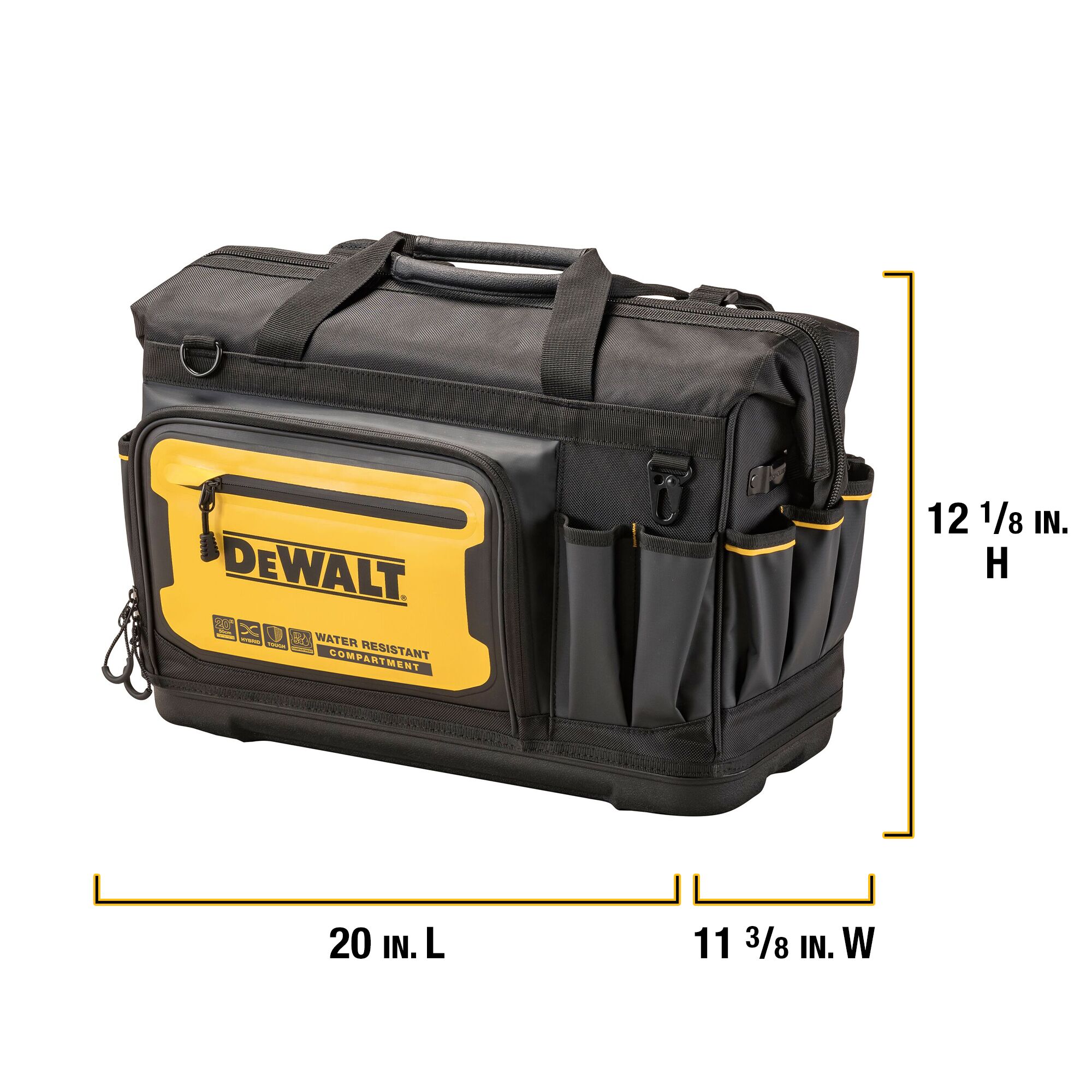 Bolsa para herramientas con cierre DEWALT Negro-Amarillo de nylon balístico 11.375 pulg W x 12.125 pulg D x 20 pulg L DWST560104