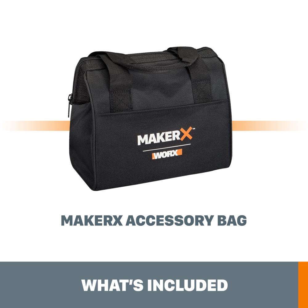 Bolsa de herramientas con cremallera MakerX de nylon negro de 10 pulgadas de ancho x 6.25 pulgadas de profundidad x 10 pulgadas de largo WA1551 de WORX