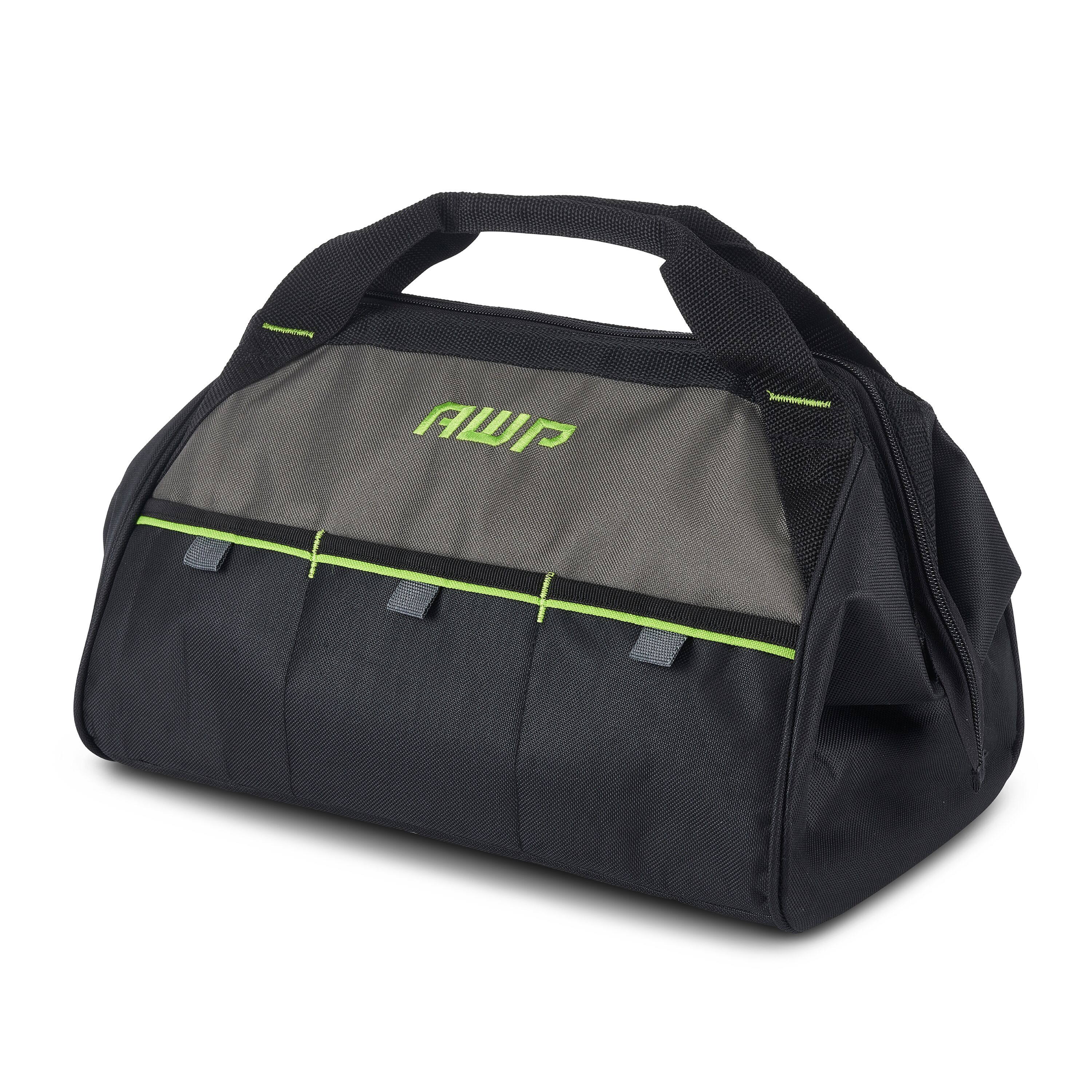 Bolso para herramientas con cremallera de poliéster negro AWP de 13 pulgadas de ancho x 7.5 pulgadas de profundidad x 8 pulgadas de largo