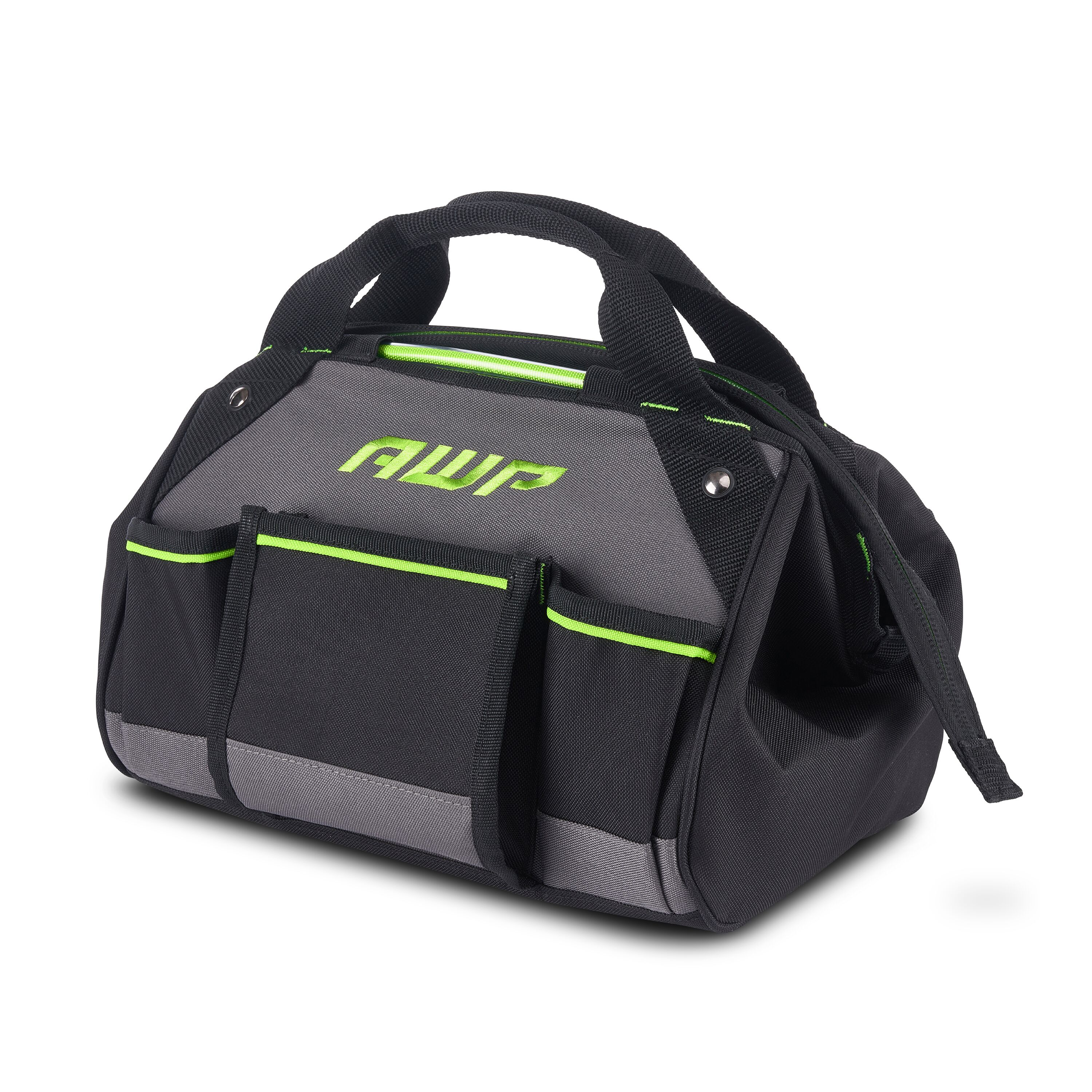 Bolsa de herramientas con cierre de poliéster negro AWP de 12 pulgadas de ancho x 8.5 pulgadas de profundidad x 9 pulgadas de largo 1L-2212-TJ