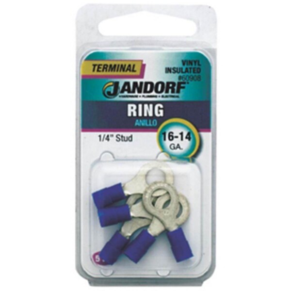 Terminal de anillo aislado de vinilo Cb Distributing Specialty Hardw 60908 - calibre 16-14, 0.25 pulgadas - ST428414