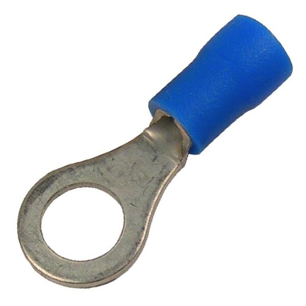 Terminales de anillo aislados de vinilo Pico para cable, espárrago de 1/4 pulgada, 16-14 AWG Azul, paquete de 14 - 1806KT