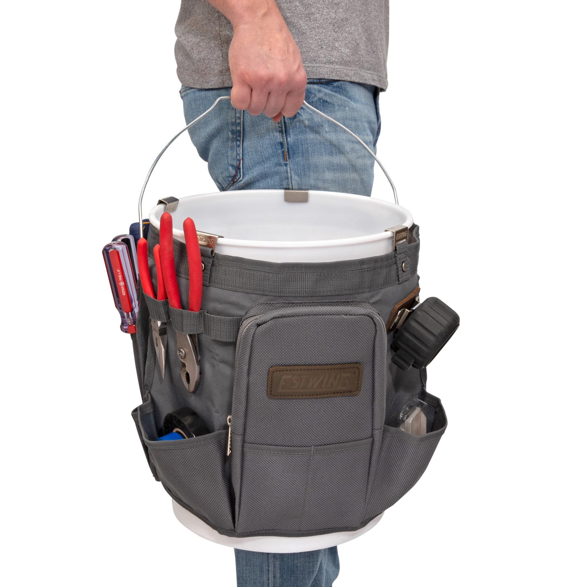 Organizador de cubeta de 5 galones Estwing gris/marrón de poliéster de 8.50 pulgadas de ancho x 13.00 pulgadas de profundidad x 1.60 pulgadas de largo 94767