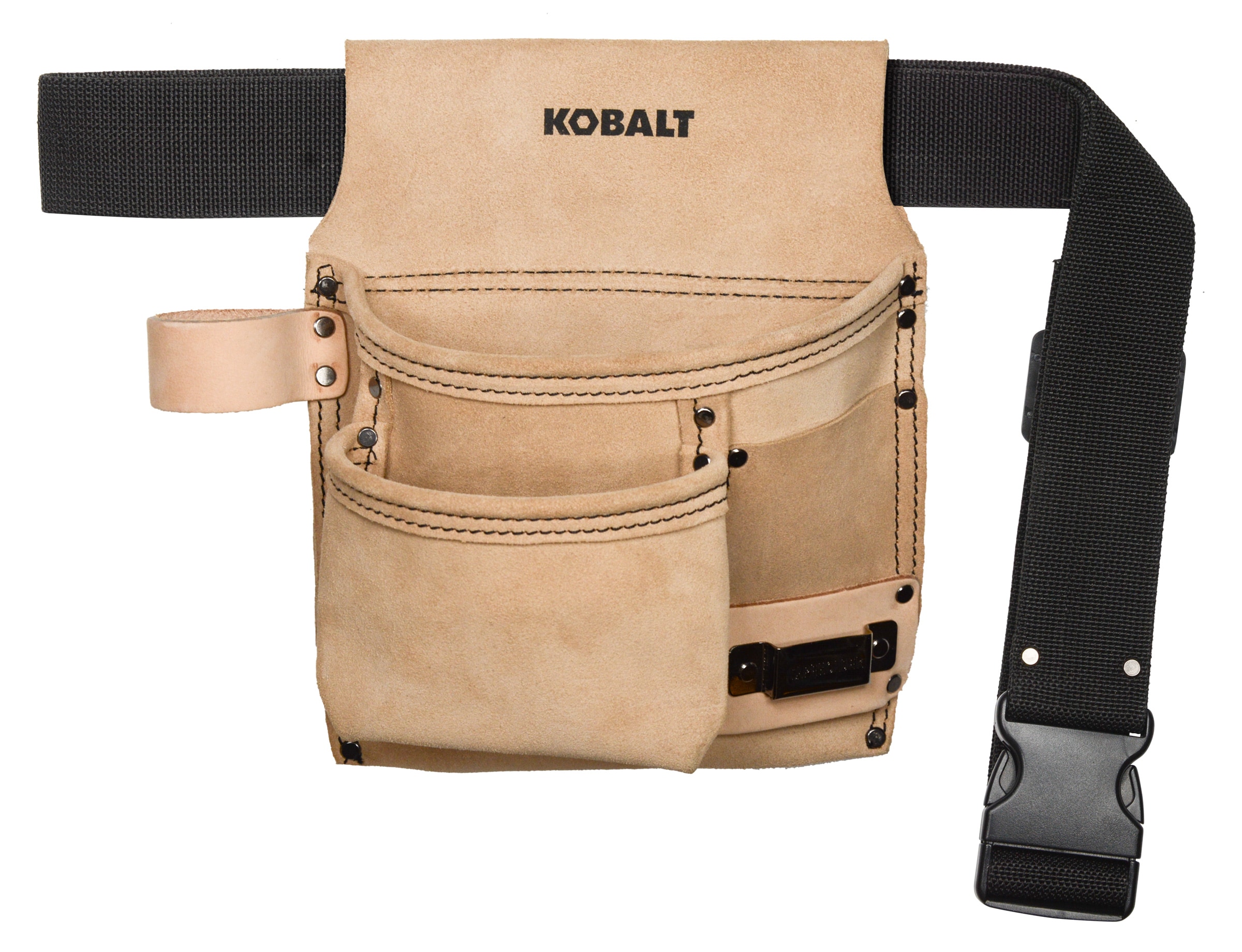 Bolso para herramientas de cuero marrón Kobalt de 9 pulgadas de ancho x 10 pulgadas de profundidad x 15 pulgadas de largo KB4890