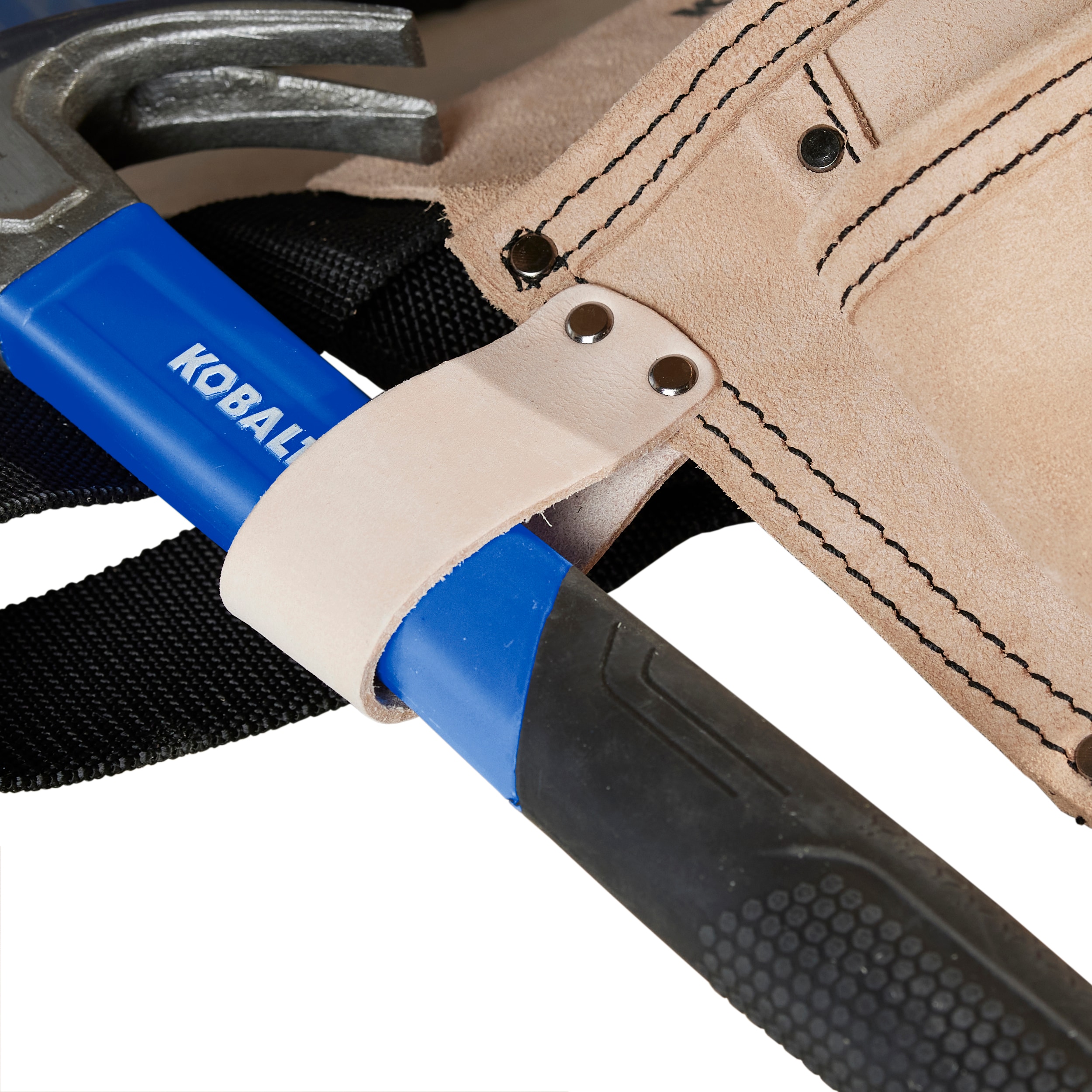 Bolso para herramientas de cuero marrón Kobalt de 9 pulgadas de ancho x 10 pulgadas de profundidad x 15 pulgadas de largo KB4890