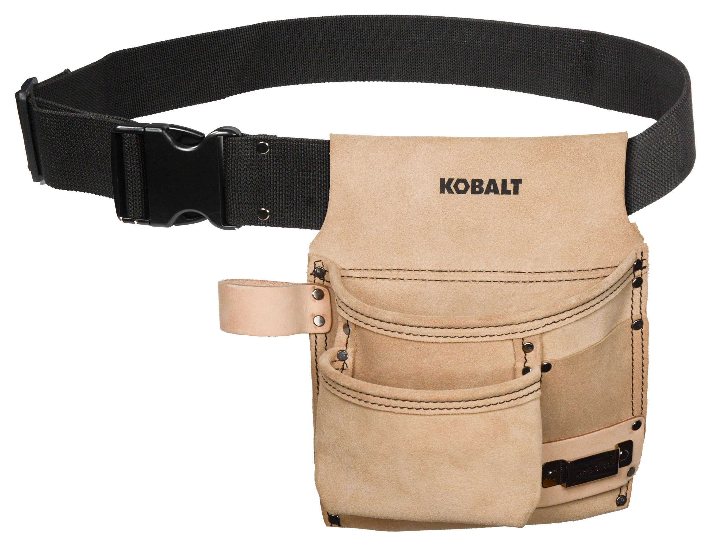 Bolso para herramientas de cuero marrón Kobalt de 9 pulgadas de ancho x 10 pulgadas de profundidad x 15 pulgadas de largo KB4890