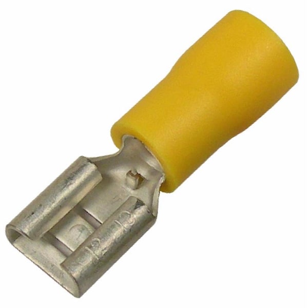 Conector rápido aislado de vinilo Pico para hembra 0.250 pulgadas, 12-10 AWG amarillo, paquete de 5 - 1955KT