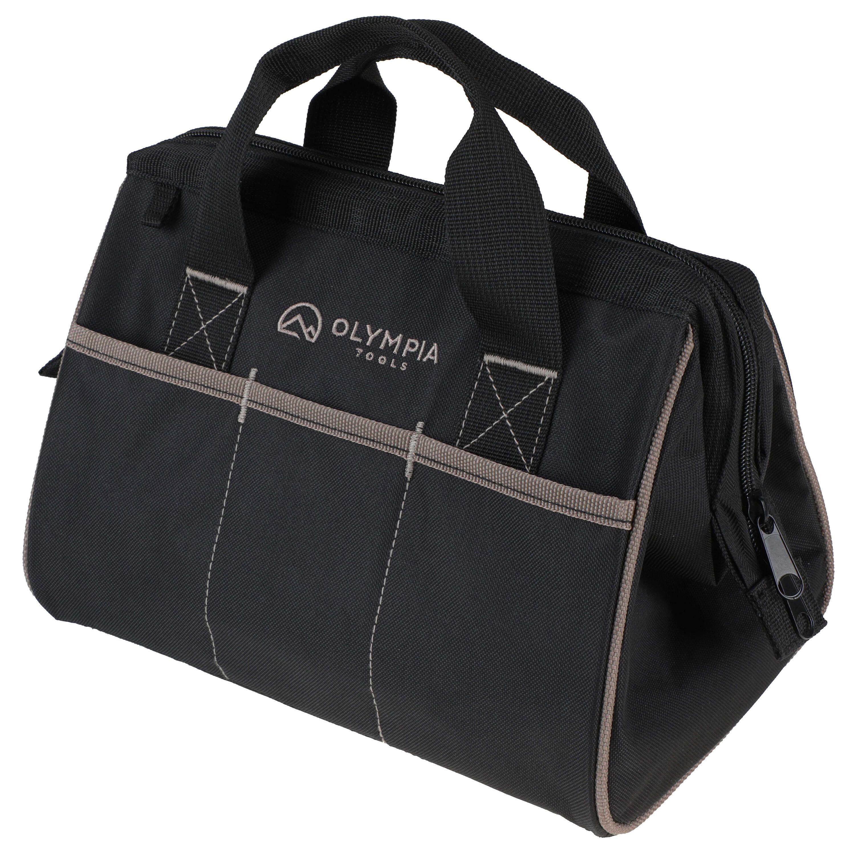 Bolsa de herramientas con cierre OLYMPIA de nylon negro de 9.06 pulgadas de ancho x 11.81 pulgadas de profundidad x 7.87 pulgadas de largo 91-019