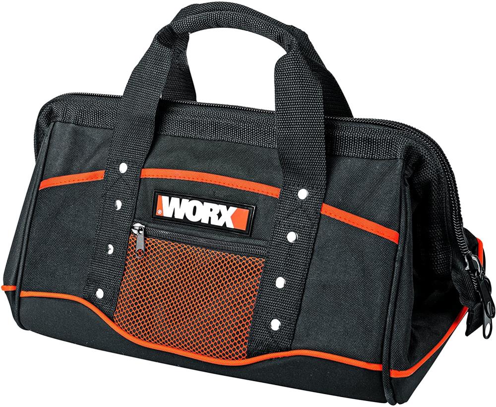 Bolso de herramientas con cierre negro de nylon WORX de 8.75 pulgadas de ancho x 9 pulgadas de profundidad x 14.6 pulgadas de largo WA0076
