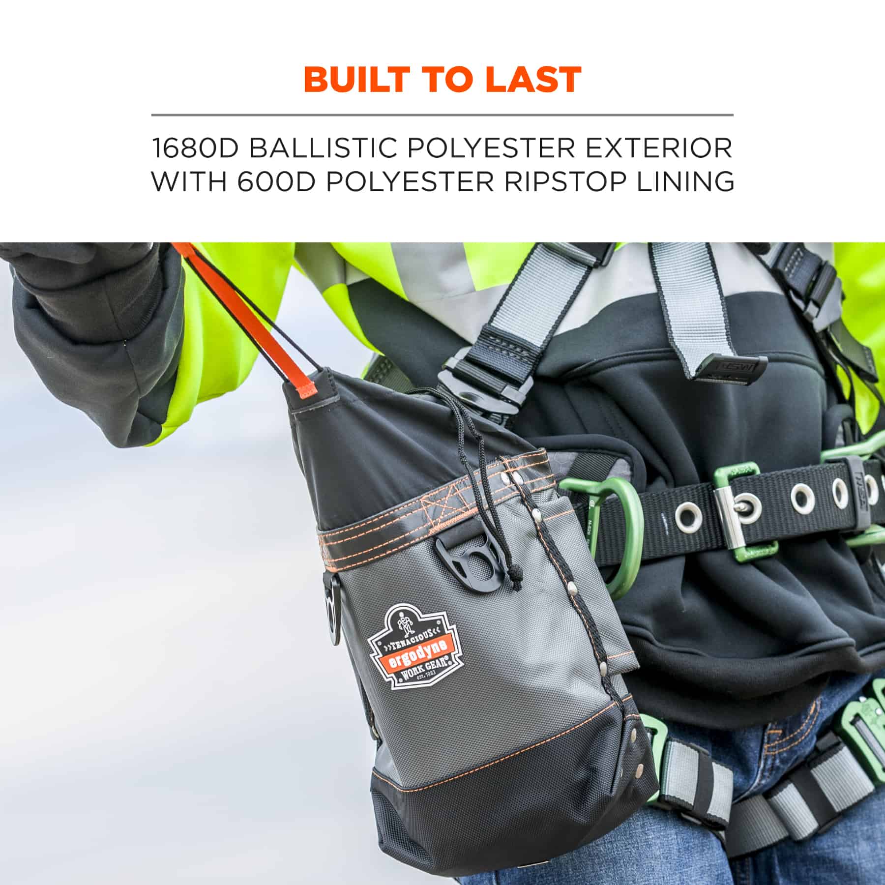 Bolsa de herramientas con cordón de poliéster gris de Ergodyne de 5 pulgadas de ancho x 9 pulgadas de profundidad x 10 pulgadas de largo 13426