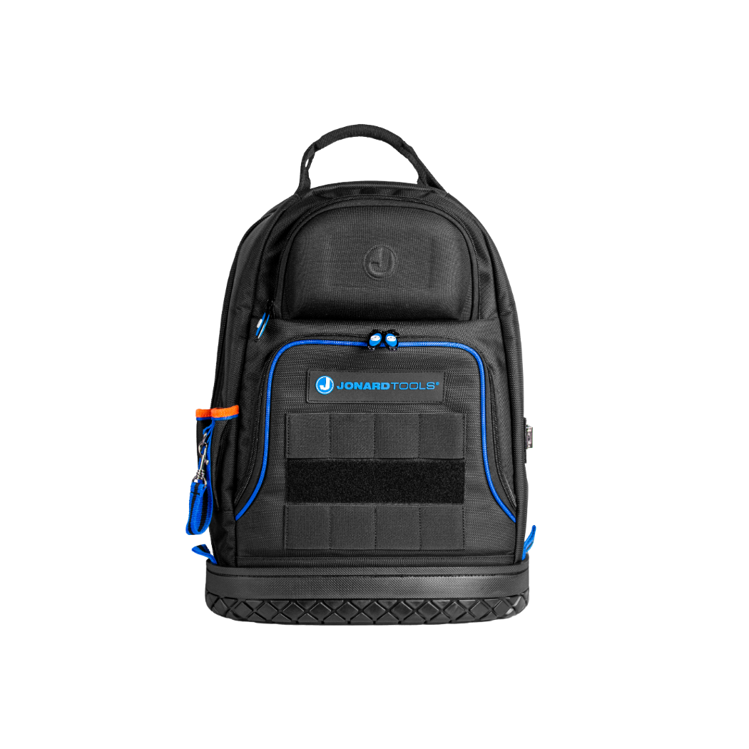 Mochila con cierre de nylon balístico negro de Jonard Tools de 14 pulgadas de ancho x 18 pulgadas de profundidad x 7 pulgadas de largo BP-100