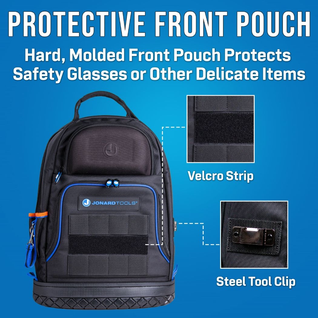 Mochila con cierre de nylon balístico negro de Jonard Tools de 14 pulgadas de ancho x 18 pulgadas de profundidad x 7 pulgadas de largo BP-100