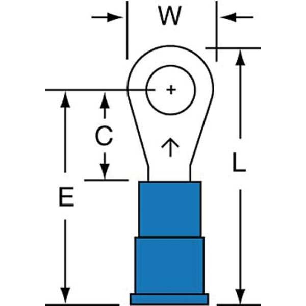 Terminal de anillo de vinilo 16-14 AWG para perno No. 8 Paquete de 1000 - MV14-8R / LK