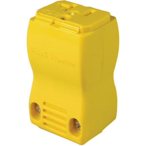 Conector articulado premium de puesta a tierra de 20A 125V, 2 polos, 3 cables, amarillo