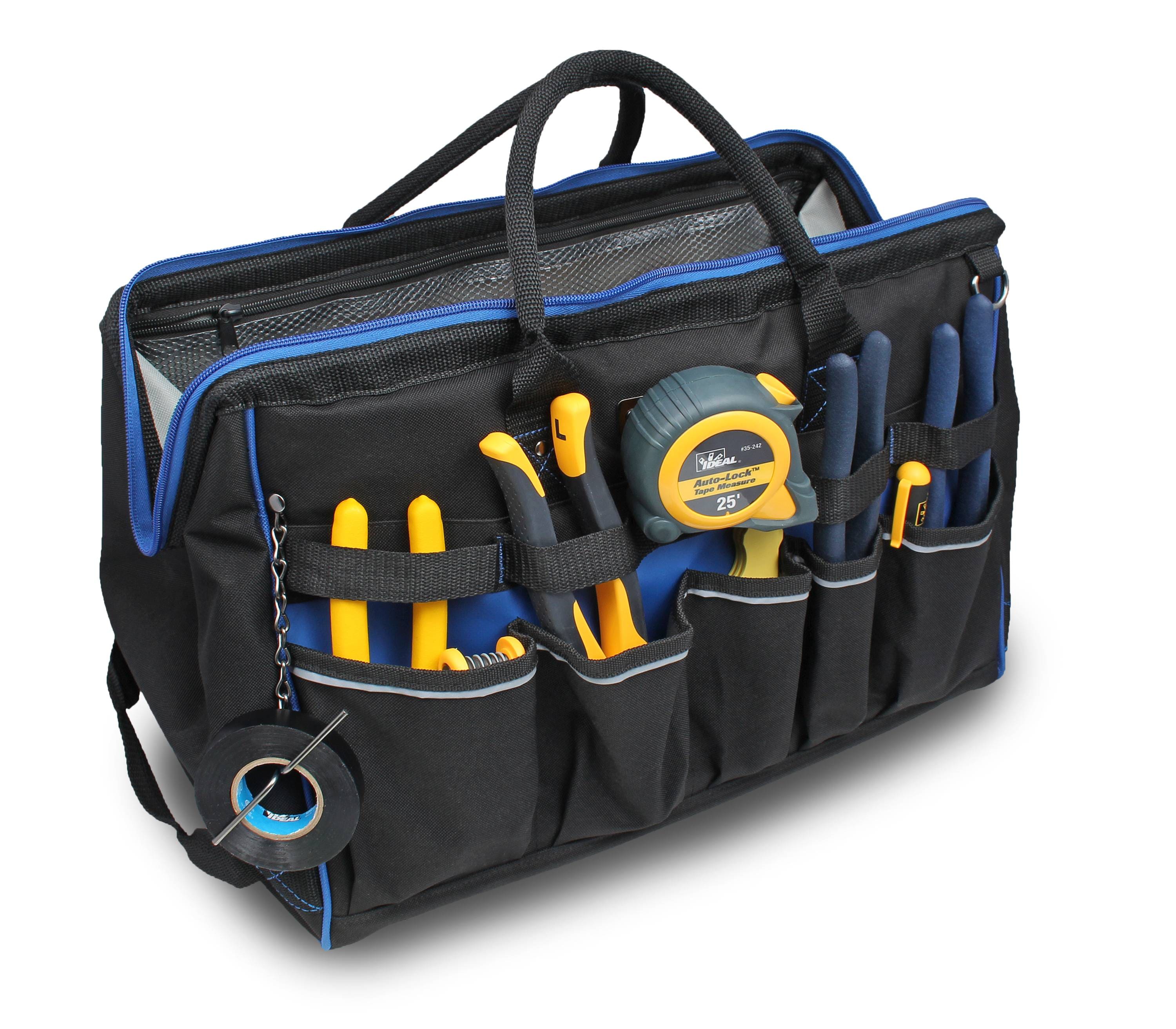 Bolso de electricista con cremallera IDEAL Pro Series Azul de poliéster de 11.5 pulgadas de ancho x 11.5 pulgadas de profundidad x 18 pulgadas de largo 37-012