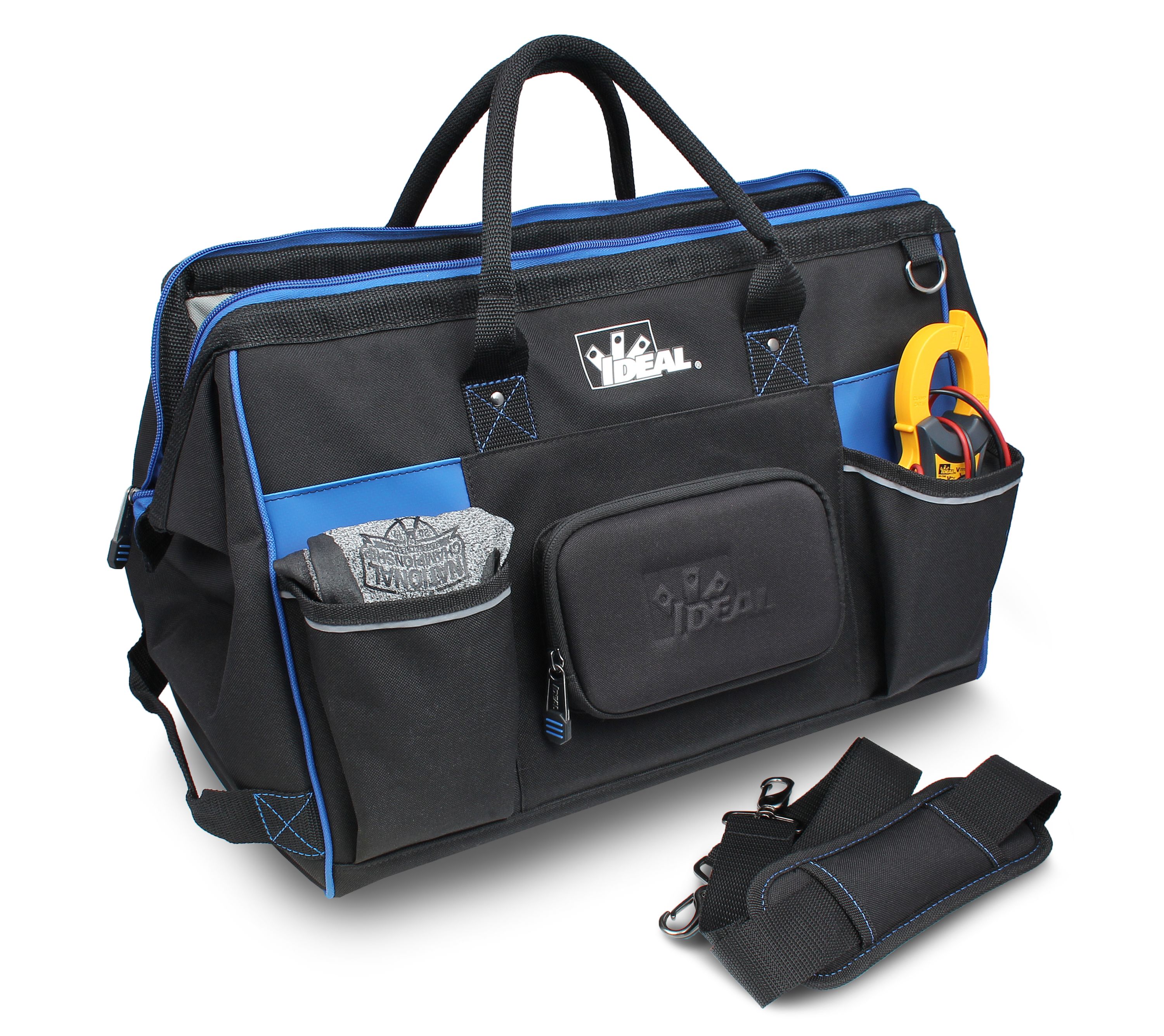 Bolso de electricista con cremallera IDEAL Pro Series Azul de poliéster de 11.5 pulgadas de ancho x 11.5 pulgadas de profundidad x 18 pulgadas de largo 37-012