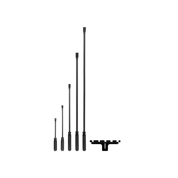 Tekton Angled End Handled Pry Bar Set w/Wall Hanger, 5-Piece 12, 17, 25, 36, 45 in. - LSQ96502